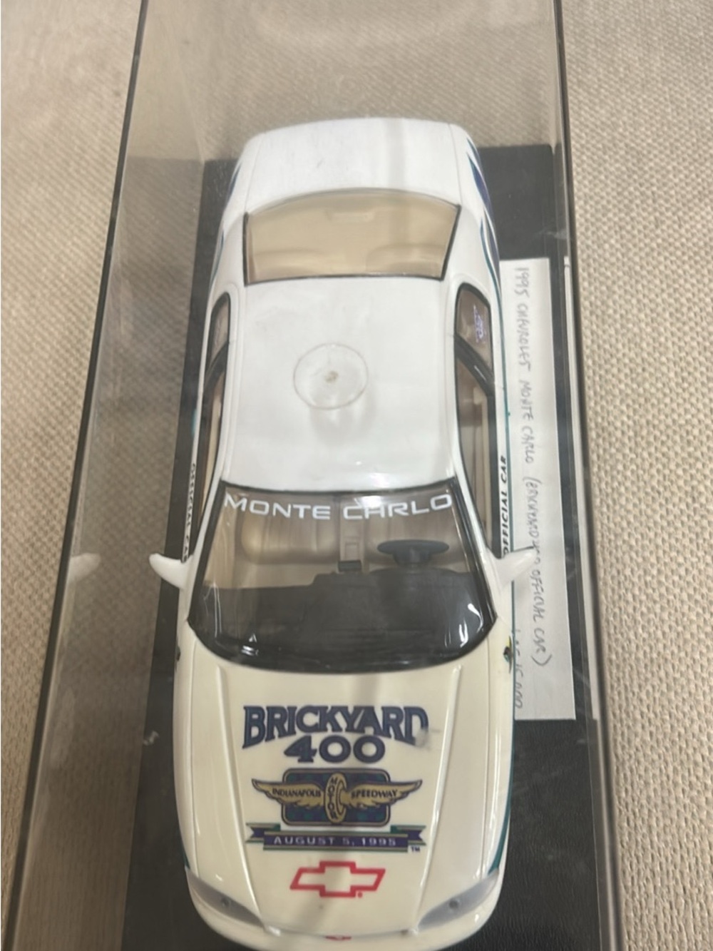 White Monte Carlo Brickyard 400 Collector Car Model